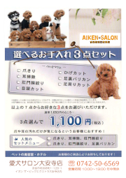 選べるお手入れ３点セット１０００円 - 愛犬サロン大安寺店
